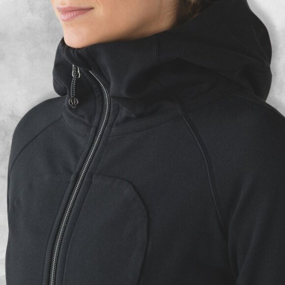 Lululemon Scuba Hoodie Full-Zip Emergency Hair Tie Media Pocket Black Women's  8 - Picture 2 of 11